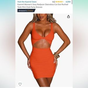 Women’s Size Small Neon Orange Cutout Dress